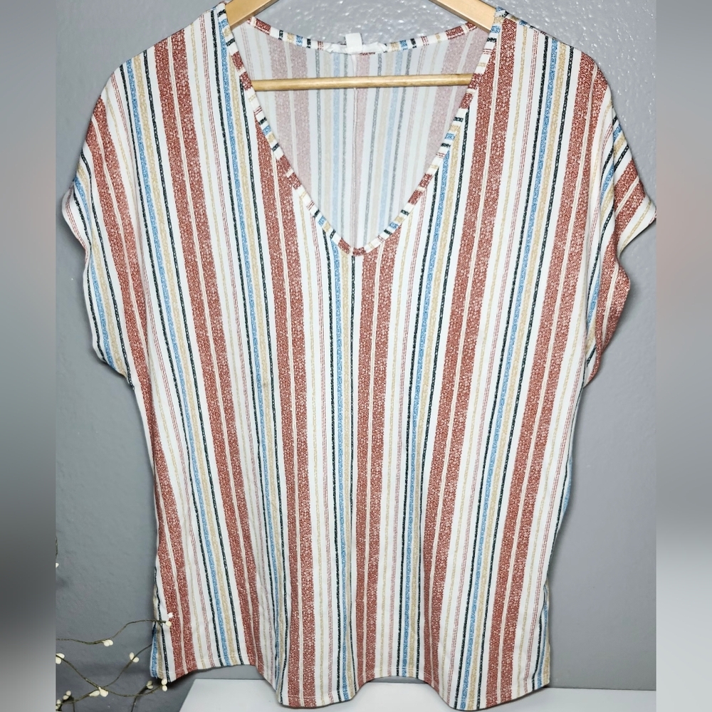 Striped V-Neck Women's Top